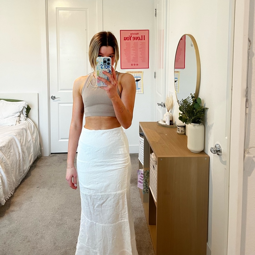 Princess Polly White Maxi Skirt W Embroidered Detail